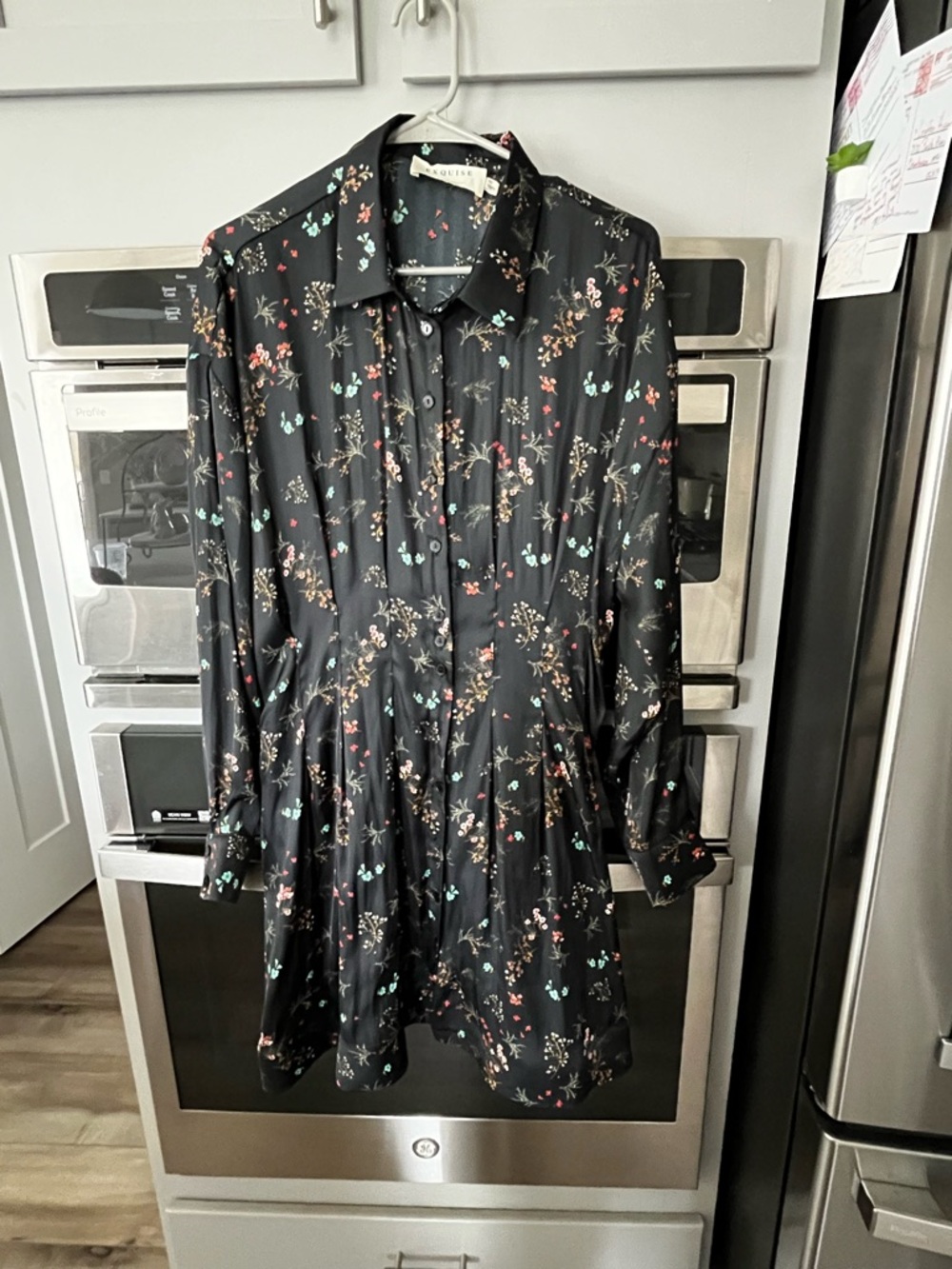 NWT Anthropologie Exquise The Tobie Long Sleeve Satin Mini Shirt Dress L